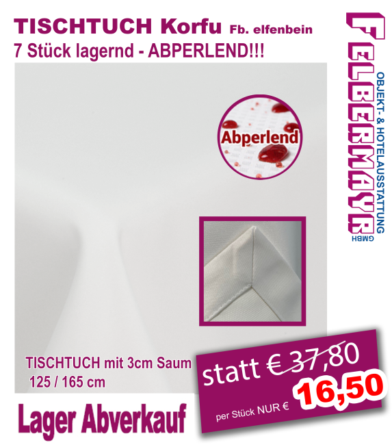 TISCHTUCH Korfu Fb. elfenbein - abperlend!!!